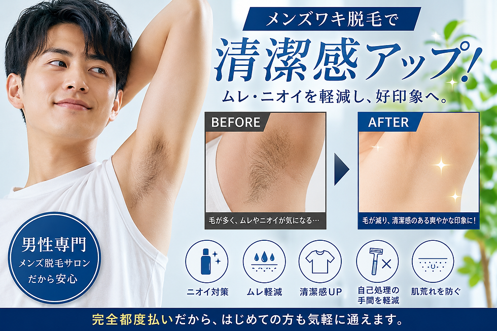 メンズワキ脱毛による清潔感アップのイメージ