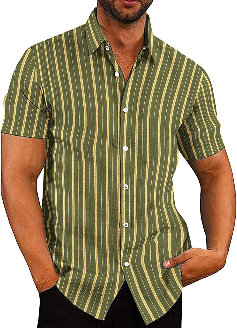 Thumbnail: COOFANDY Men's Casual Linen Button Down Shirt Short Sleeve Beach Shirt