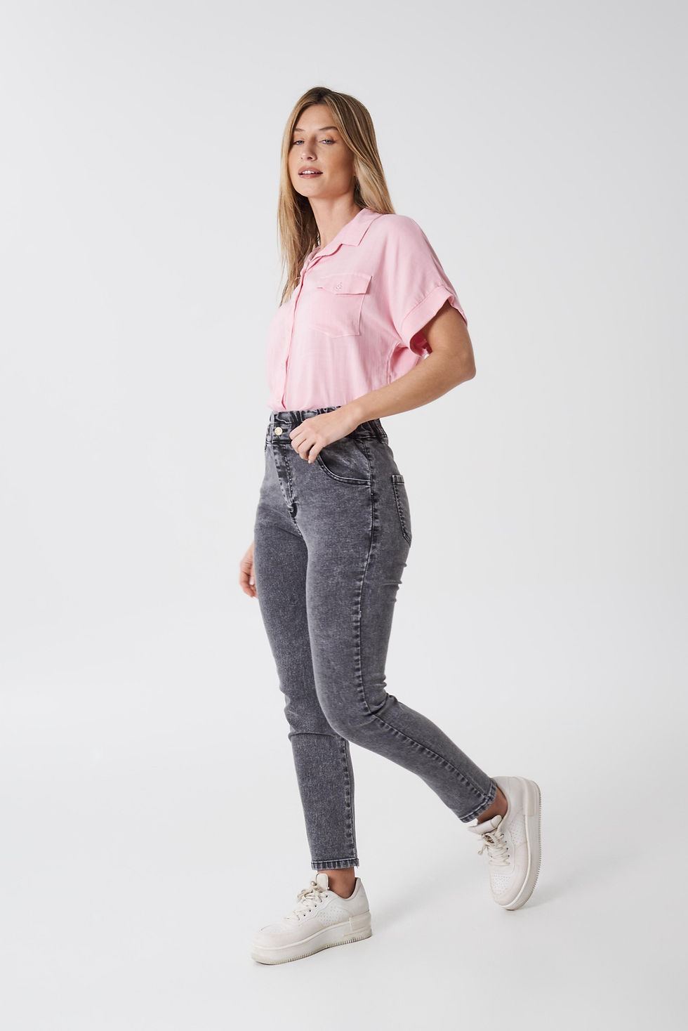 Miniatura: BAGGY GRIS ELASTIZADO CON ELASTICO EN LA CINTURA