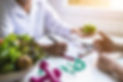 Nutritionist giving consultation to patient with healthy fruit and vegetable, Right nutrit