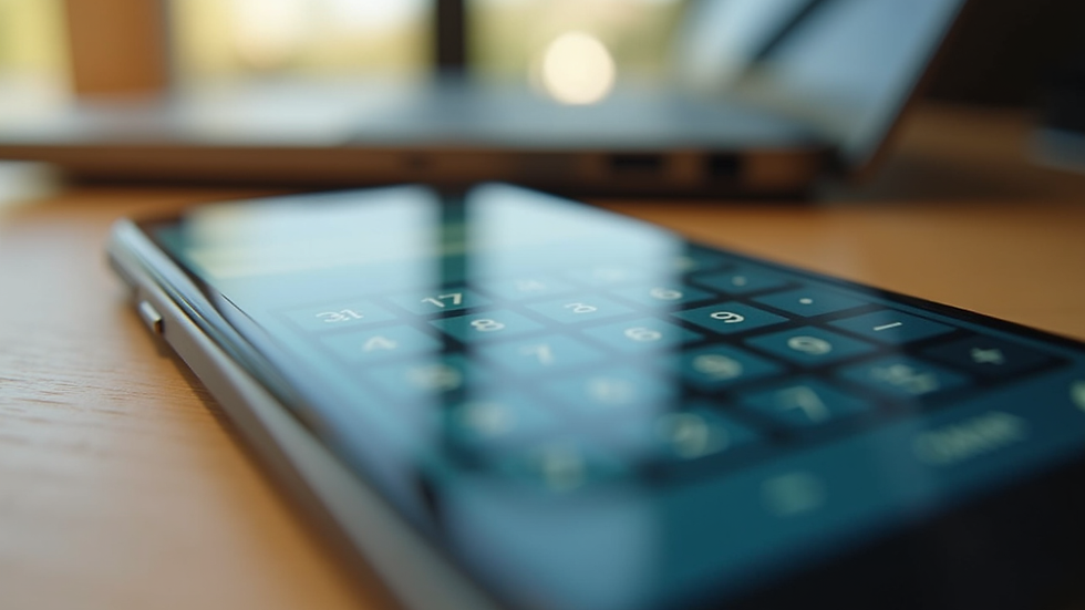 Close-up view of a smartphone displaying a budget calculator app