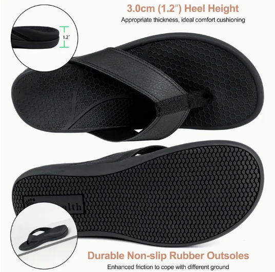 Thumbnail: Black sandal with 3.0cm (1.2") Heel Height, Durable Non-slip Rubber Outsoles, Mens Arch Support Sandals.