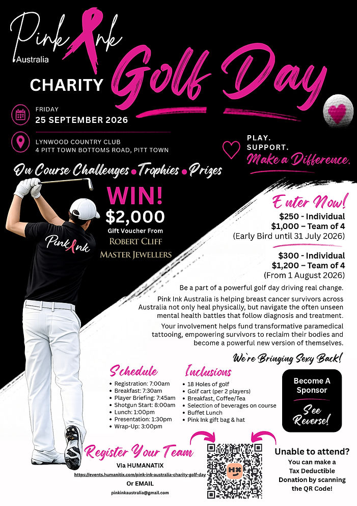 Pink Ink Charity Golf Day information flyer