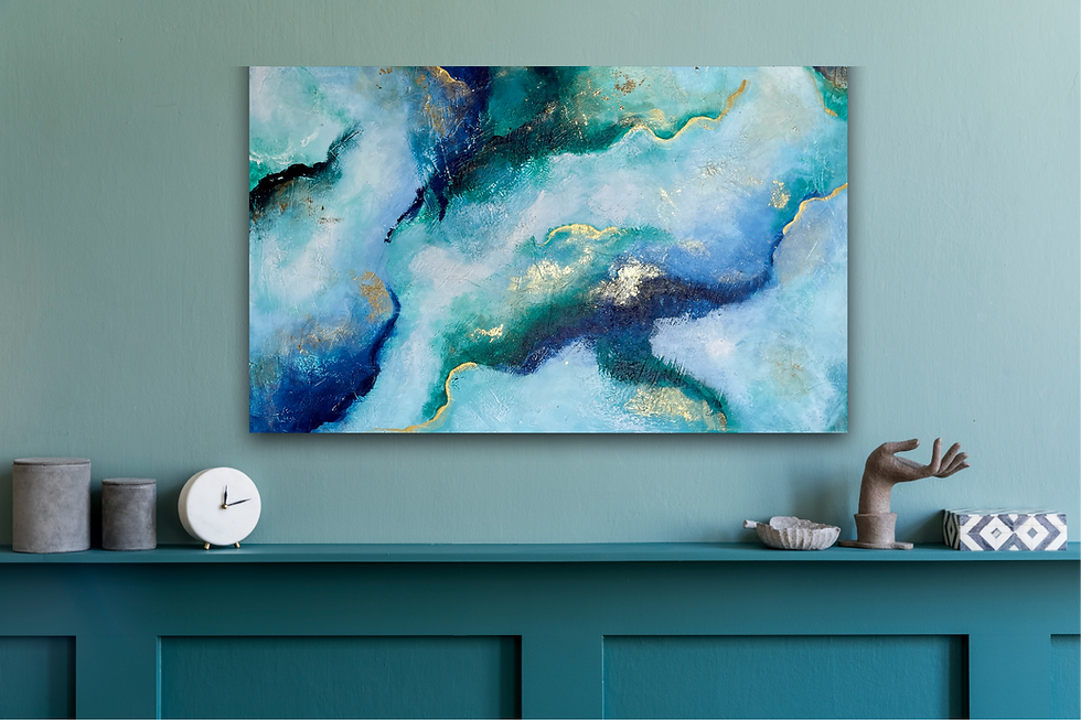 Thumbnail: Abstract flow painting in aqua and navy hues