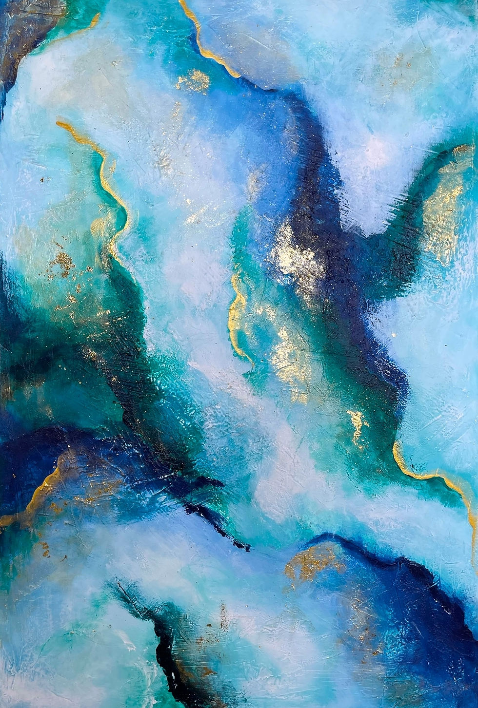 Chrysocolla artwork painting piece styled close up of the texture
