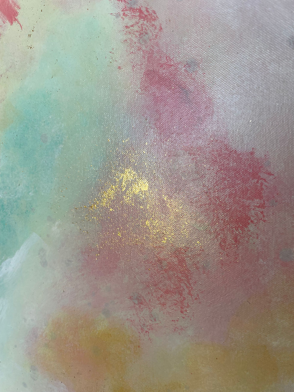 תמונה ממוזערת: Soft pastel abstract blending turquoise and gold – שילוב של טורקיז וזהב בציור פסטלי