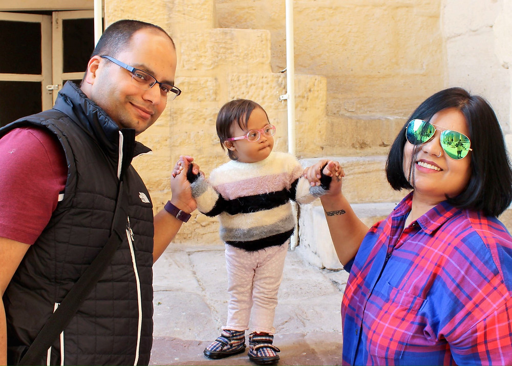 Indian Family with their Downs Syndrome Toddler