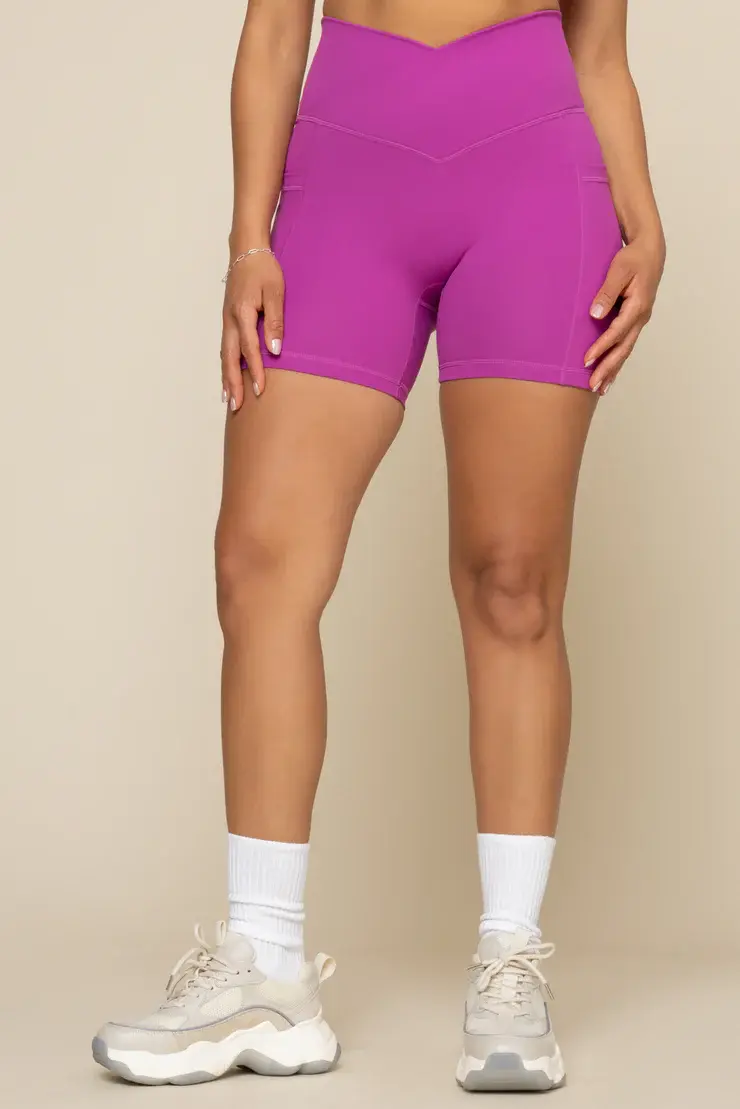 Thumbnail: ♀ POPFLEX - Crisscross Hourglass® Midi Short with Pockets - Royal Orchid