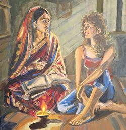 Shared Sisterhood, Oil on stretched canvas 24" x 24"