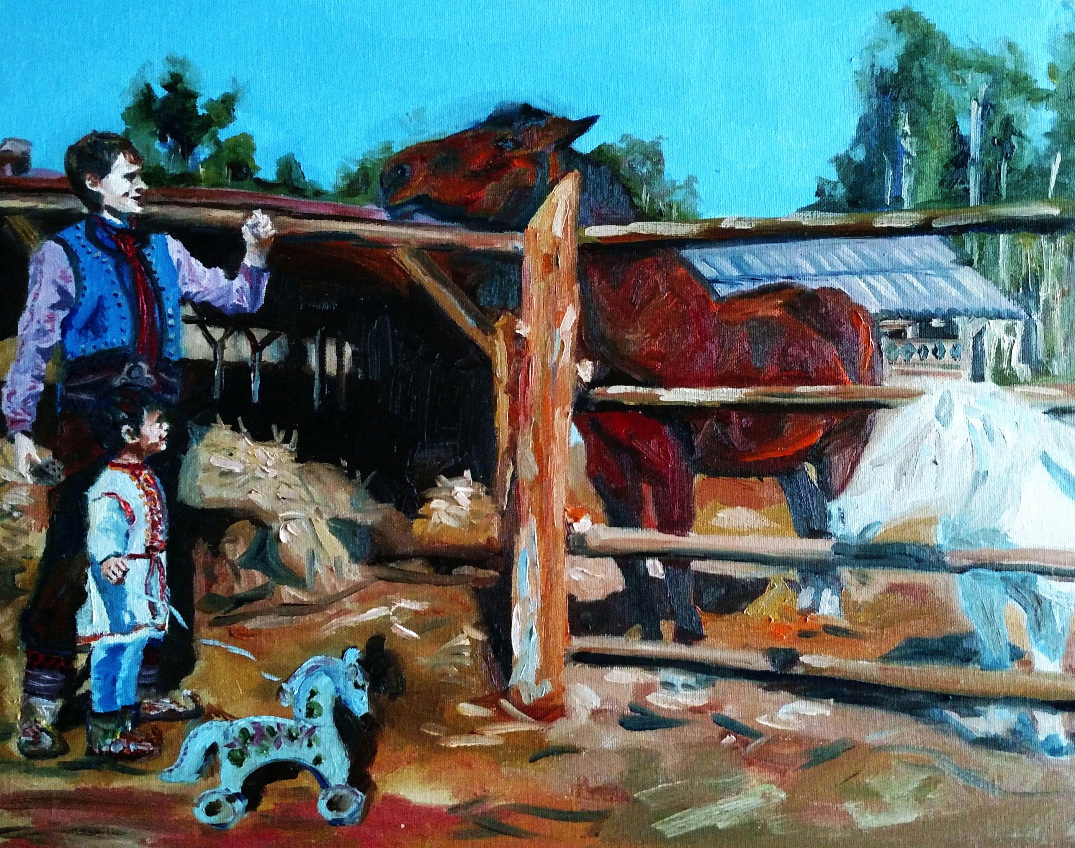 Father and Son 16 x 20 Oil on canvas pan