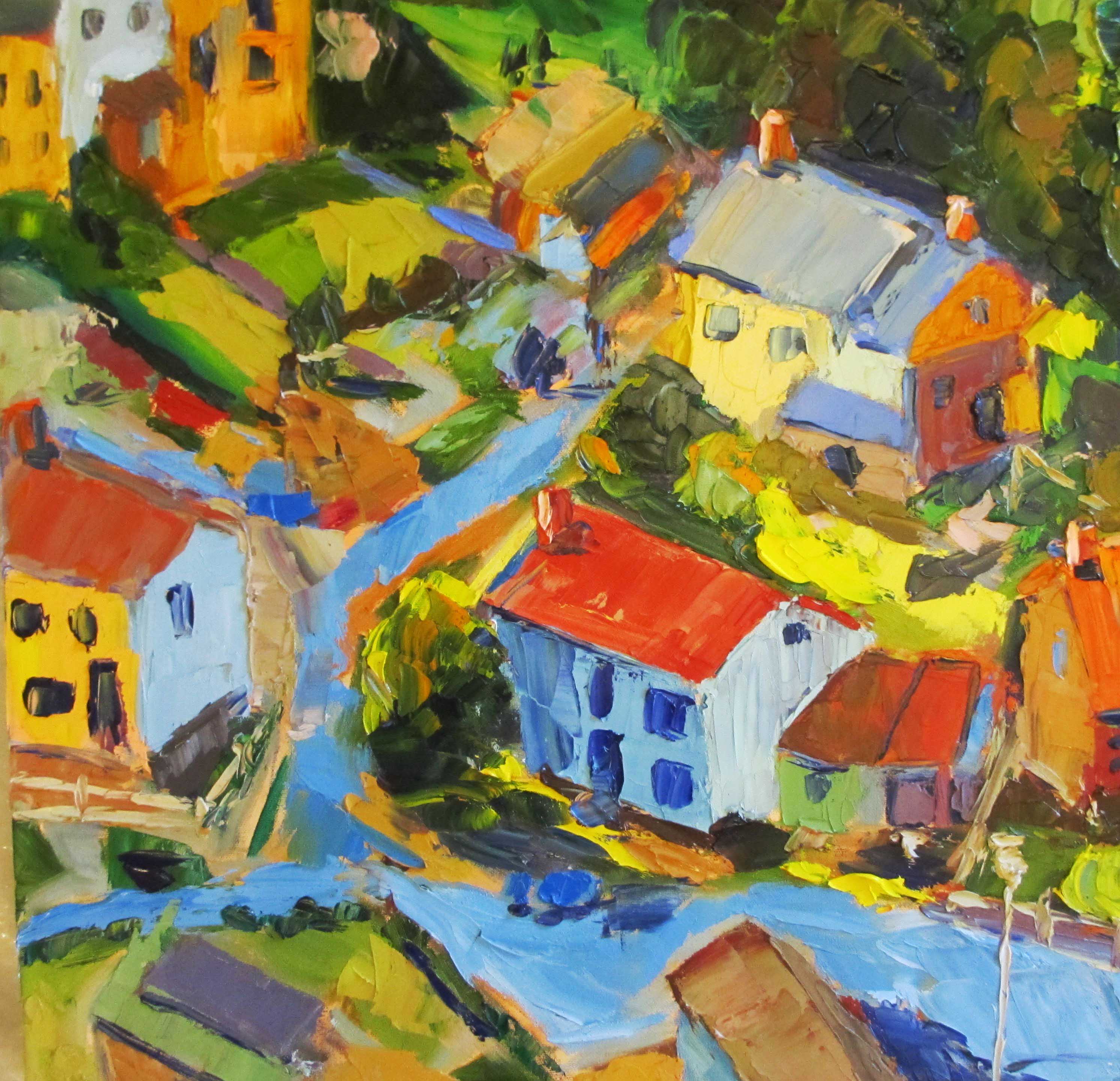 Roofs 20 x 20 Oil on stretched canvas