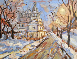 A winter glow 24x30 Oil on stretched canvas