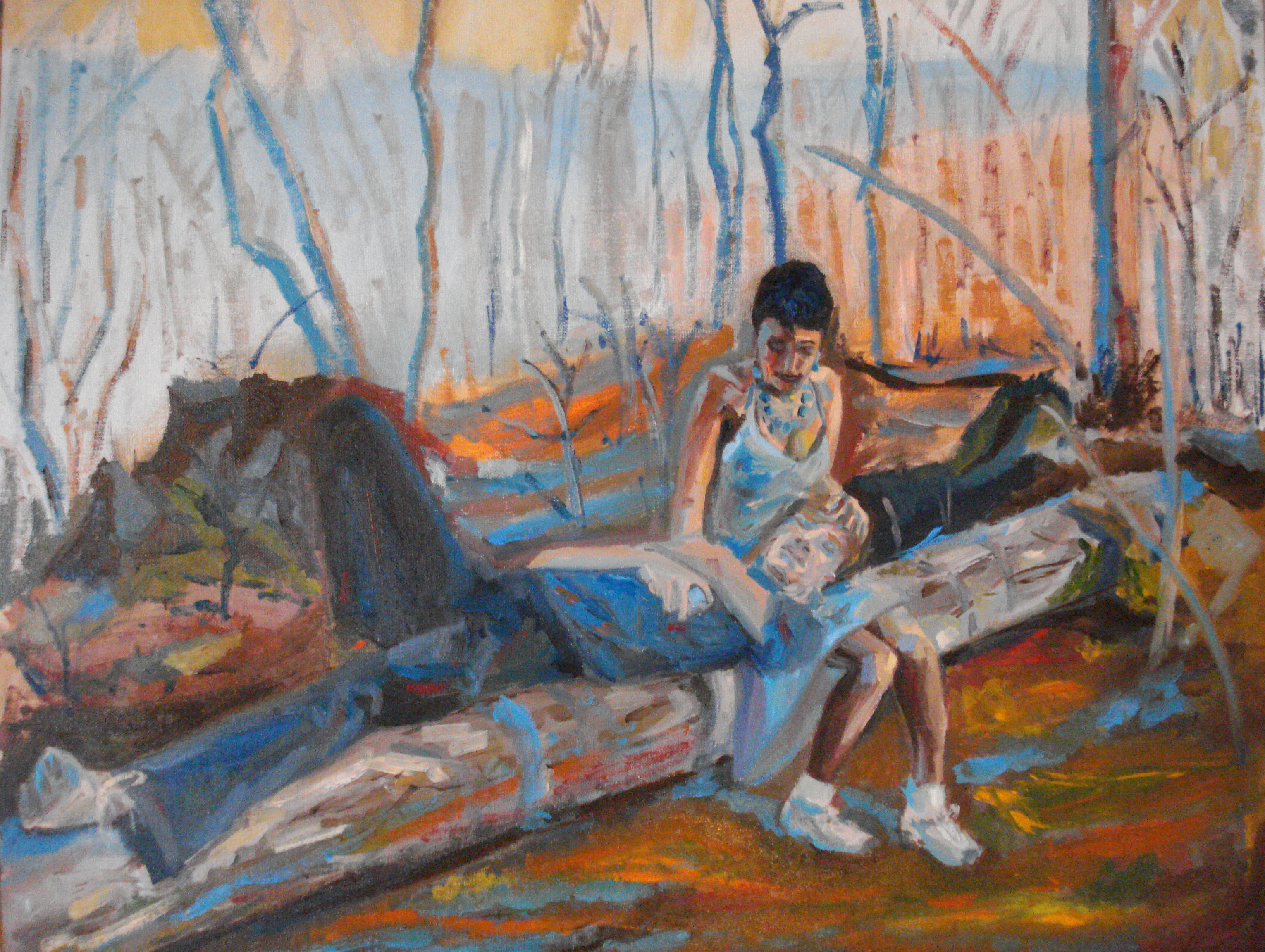 Lullaby in the woods 24 x 30 canvas boar