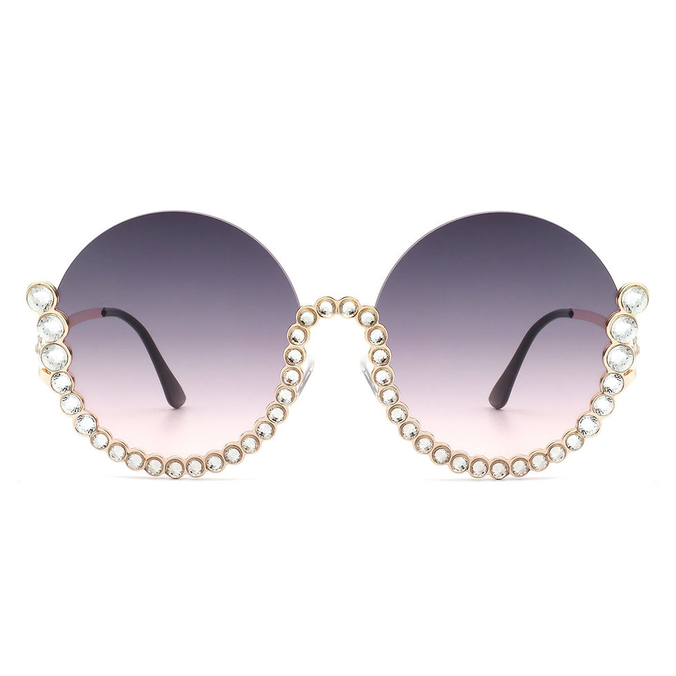 Miniatura: Gloriana - Women Circle Half Frame Oversize Rhinestone Fashion Round Sunglasses