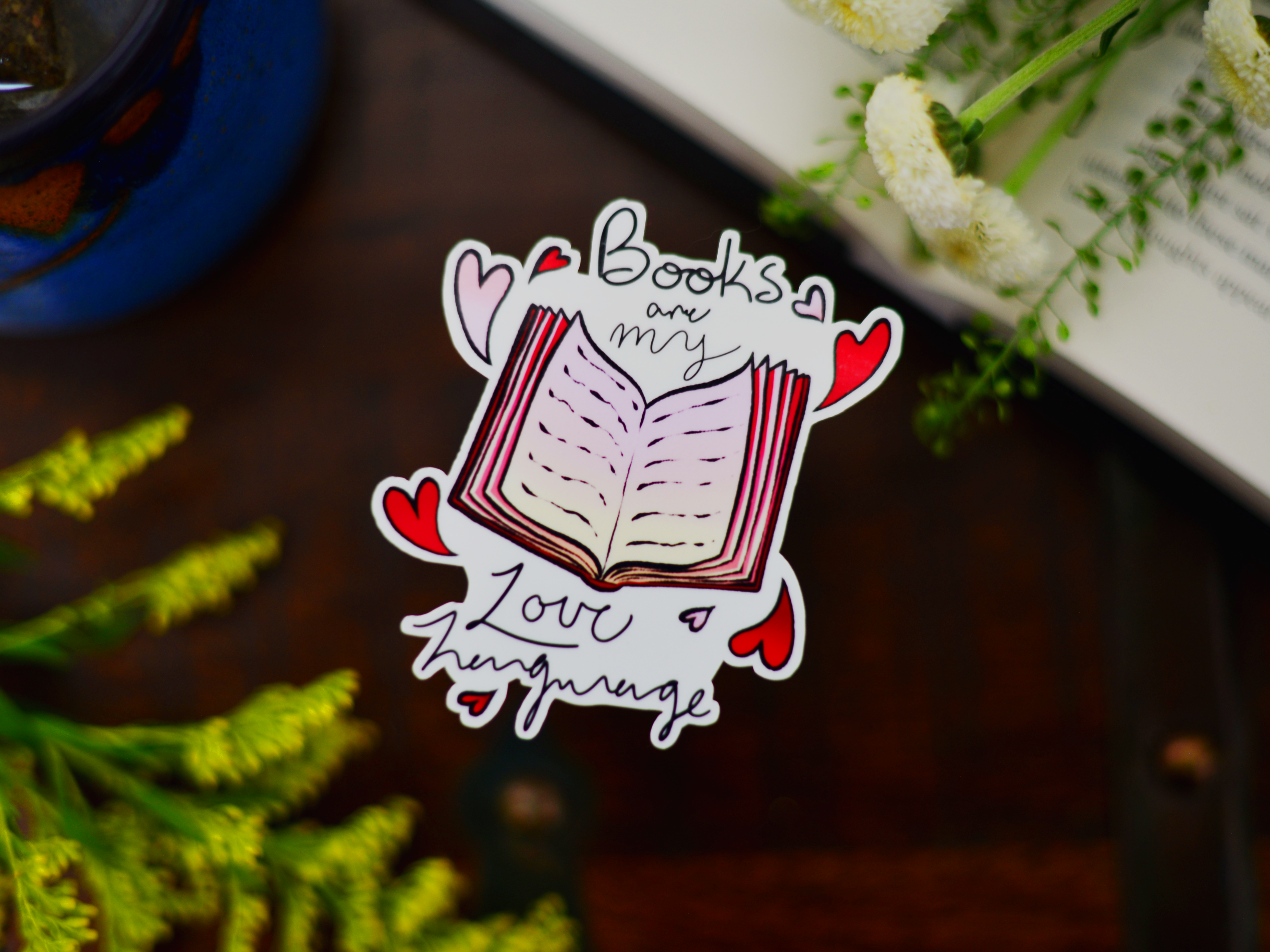 Books are my Love Language (Hearts) Sticker