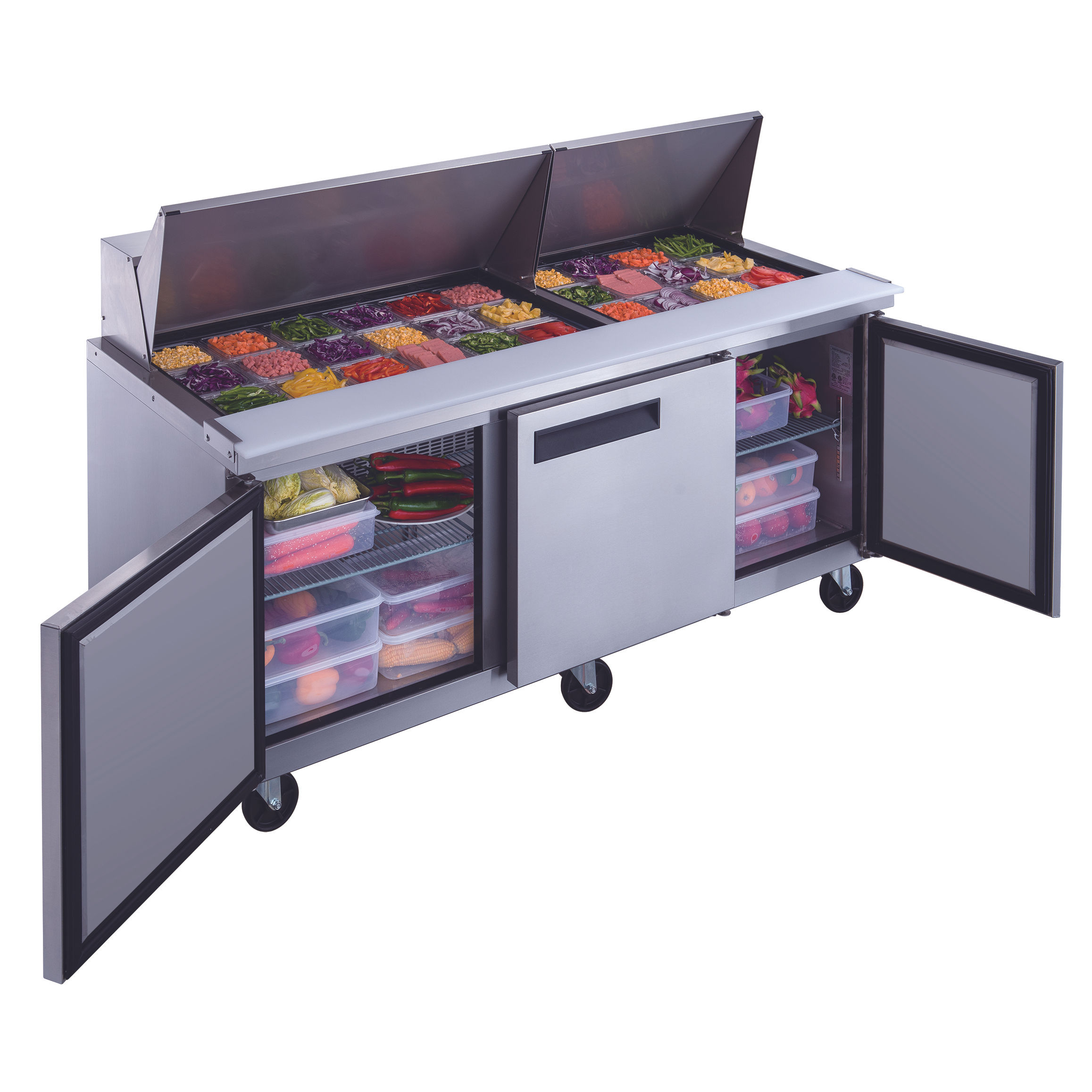 DSP72-30M-S3 3-Door, Food Prep Table, Mega Top