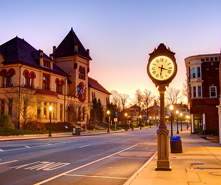 Public library along Broad Street in downtown Westerly, Rhode Island.