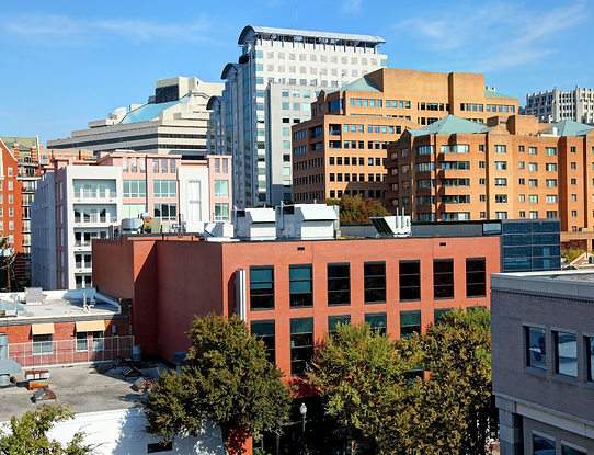 Commercial, office, and residential buildings in downtown Bethesda, Maryland.