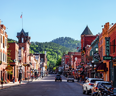 Downtown street in Deadwood, South Dakota.