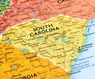 State map of South Carolina.