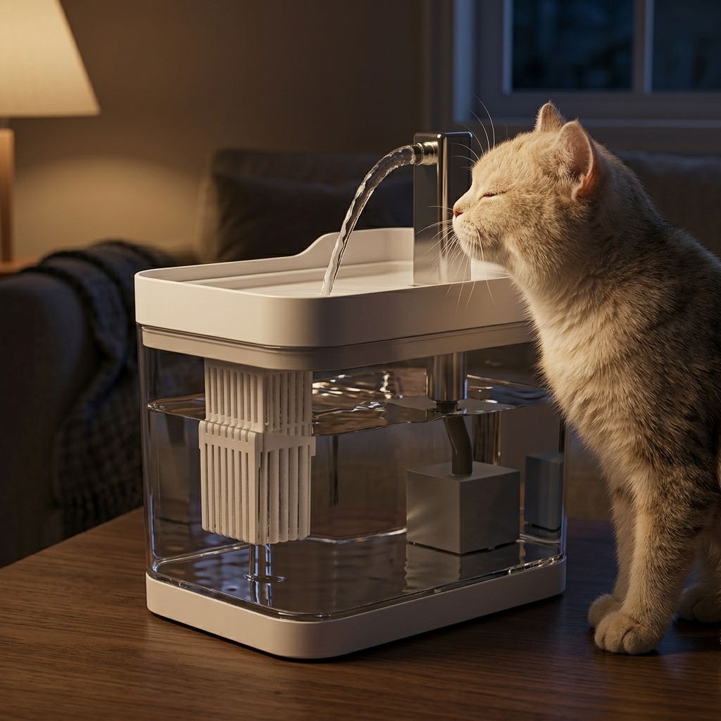 PurrFlow — Silent Filtered Water Fountain for Cats