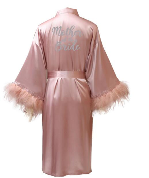 Thumbnail: Personalized Satin Robe - Silver Letter Kimono for Bridal Party/Mother/Sister