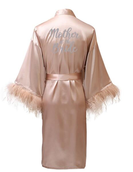 Thumbnail: Personalized Satin Robe - Silver Letter Kimono for Bridal Party/Mother/Sister