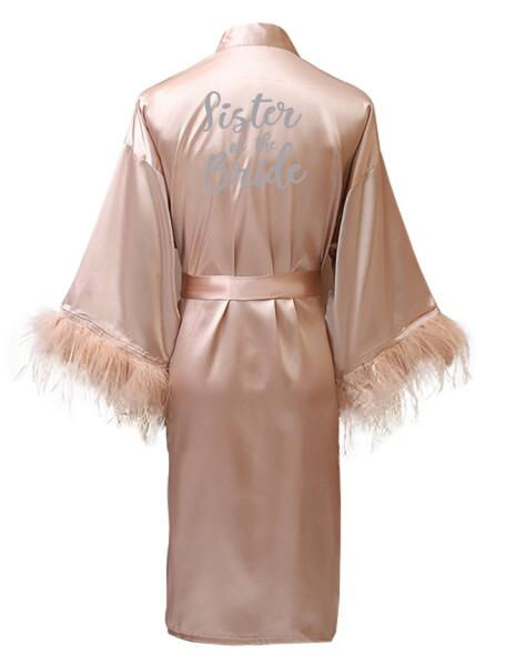 Thumbnail: Personalized Satin Robe - Silver Letter Kimono for Bridal Party/Mother/Sister