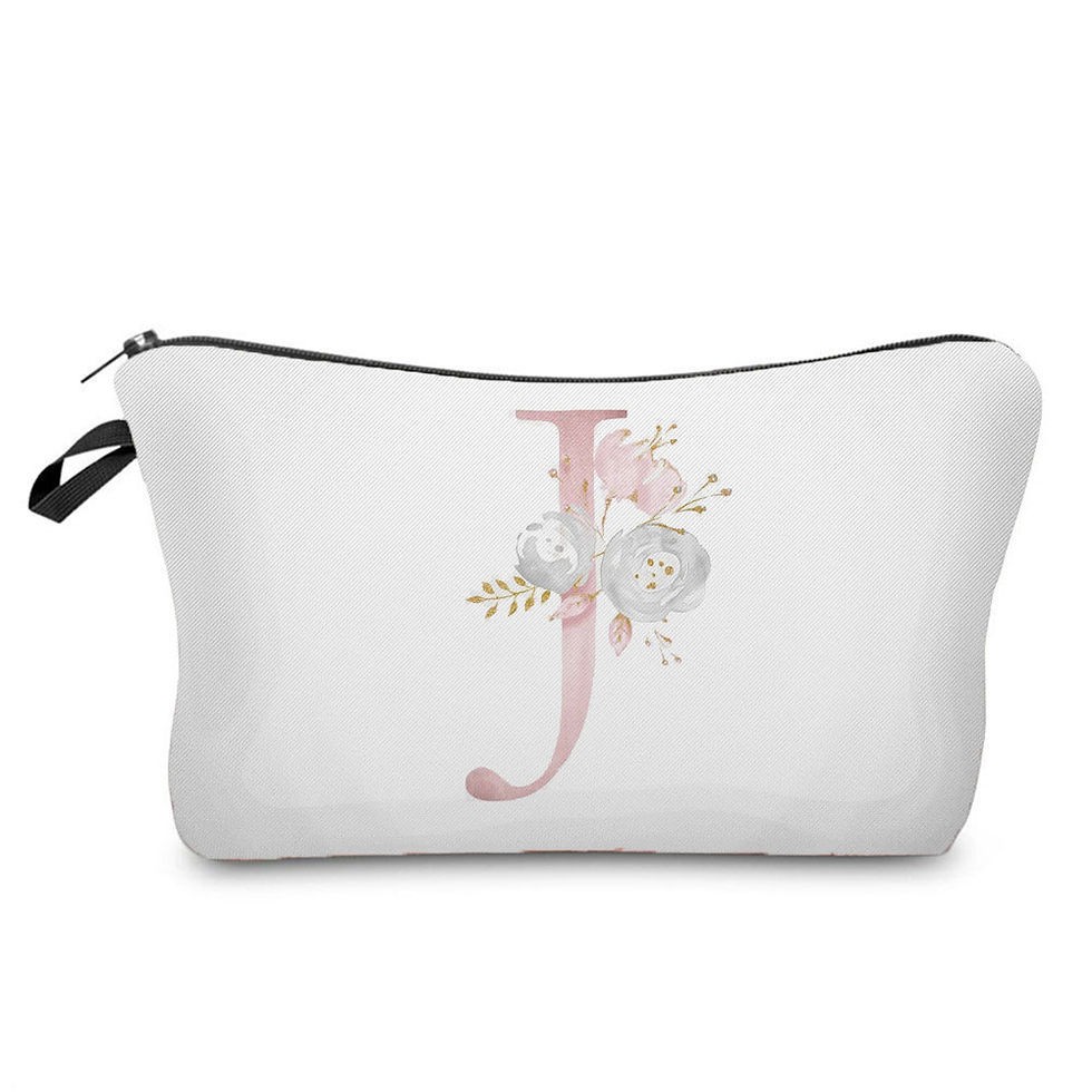 Miniature : Alphabet Flower Printed Bridal Party Makeup Bags-Bride &Bridesmaid Proposal Gift