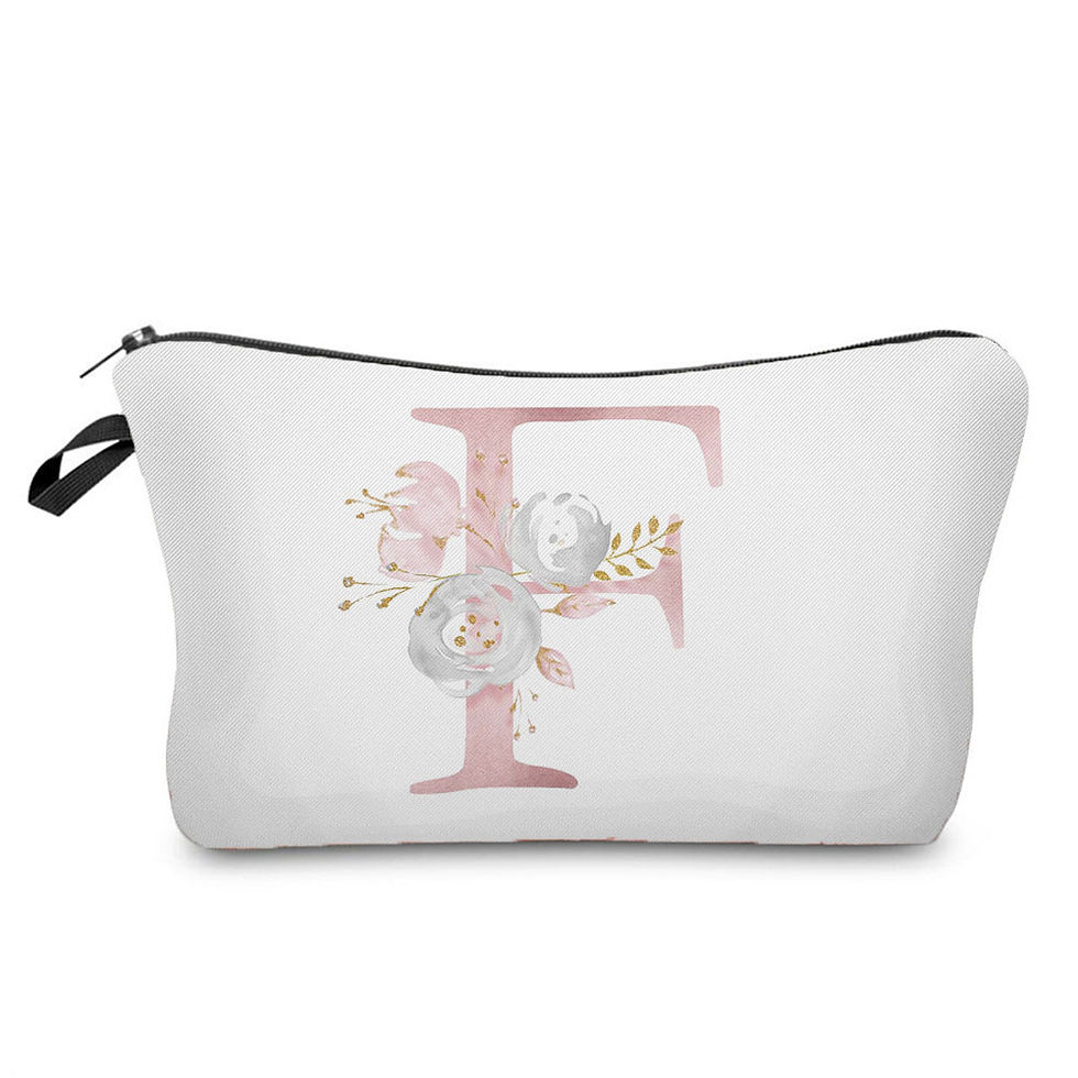 Miniatura: Alphabet Flower Printed Bridal Party Makeup Bags-Bride &Bridesmaid Proposal Gift