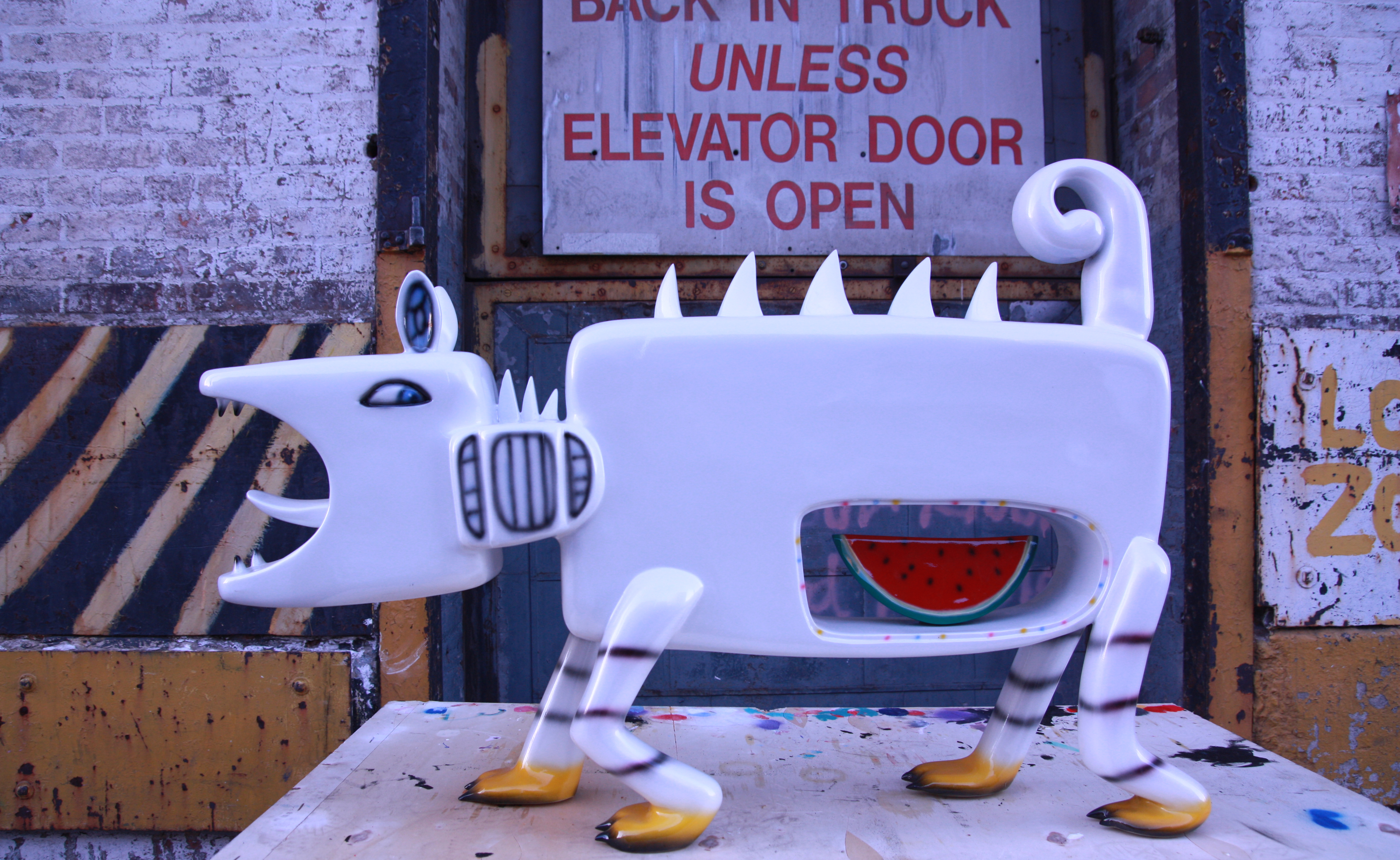 2008 White Wolf series 165x 110x 48cm mixed a painting on FRP