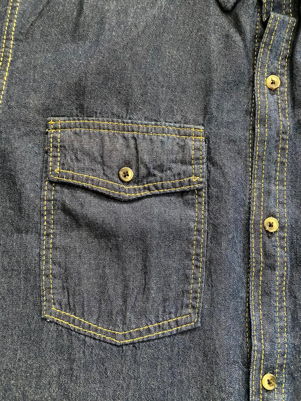 Miniatura: Camisa índigo manga larga 8 onz. Prelavado, Hombre 100% algodón