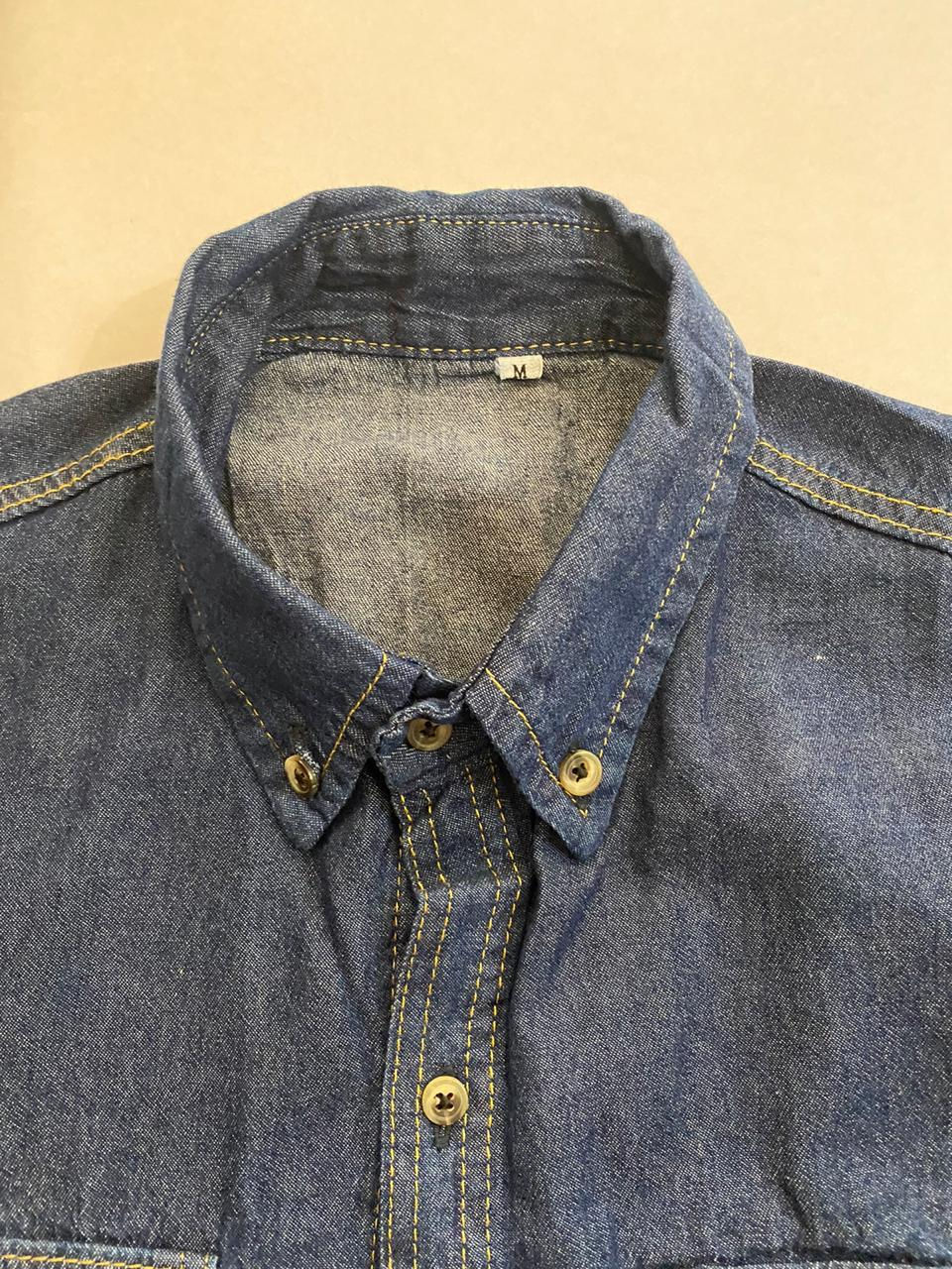 Miniatura: Camisa índigo manga larga 8 onz. Prelavado, Hombre 100% algodón