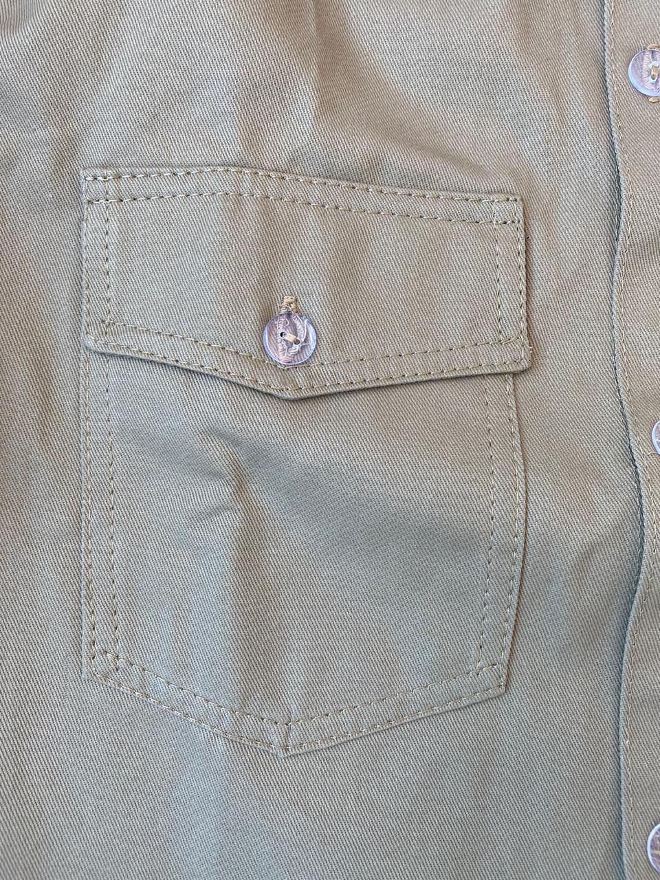 Miniatura: Camisa Dril Vulcano Color Caqui 100% algodón doble bolsillo de tapa