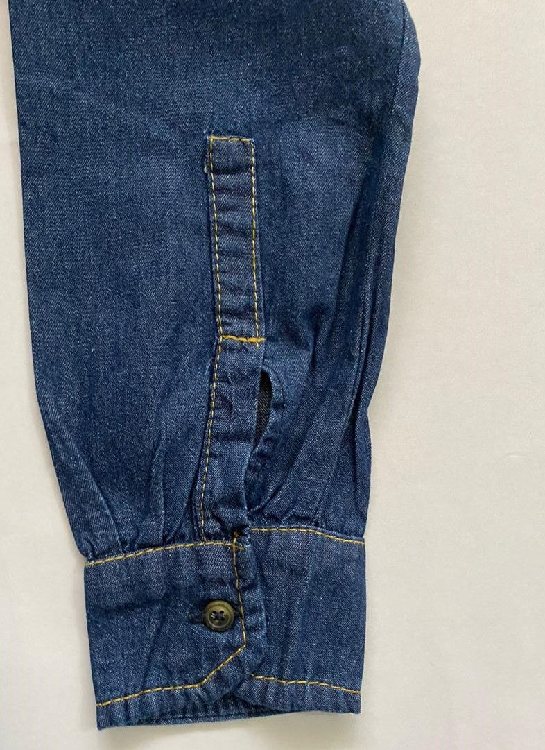 Miniatura: Camisa índigo 8 onz. manga larga 100% algodón para Dama