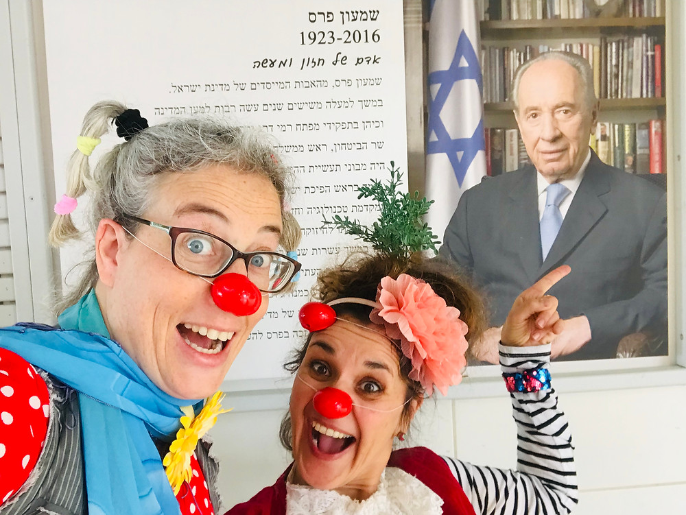 Clowns Oshi and Leepa at a school in Israel. December 2018