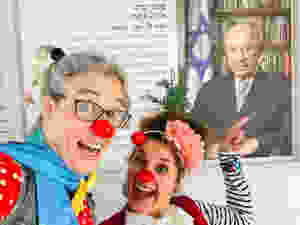 Clowns Oshi and Leepa at a school in Israel. December 2018