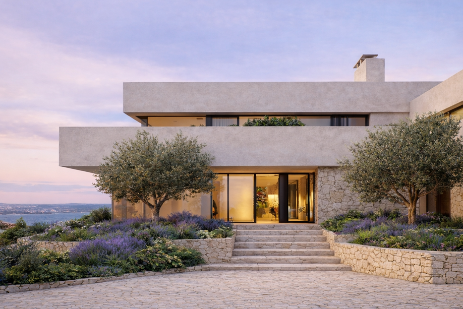 Fachada exterior casa en Menorca diseñada por Sebastián Vedoya
