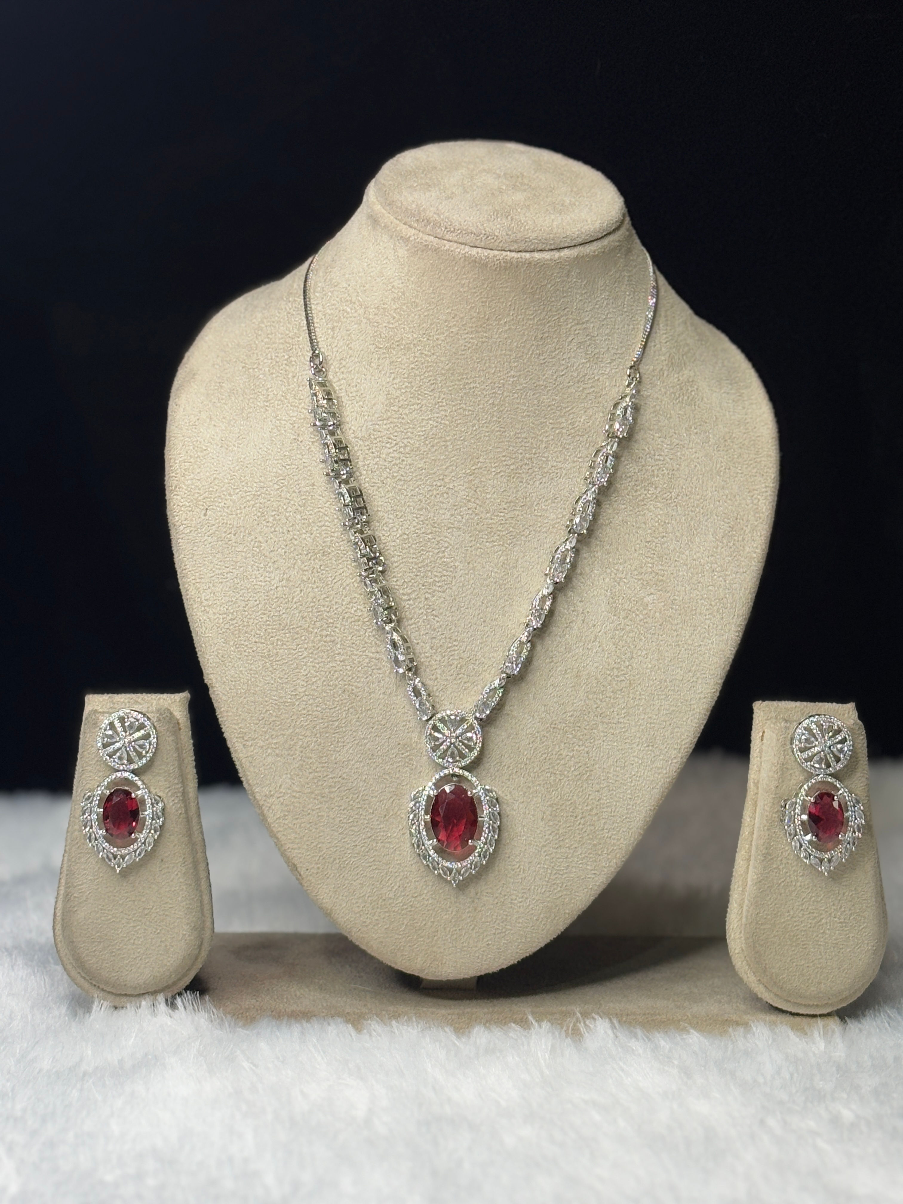 Red Bella American Diamond Set