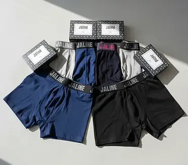 Boxers de hombre marca Jaline en varios colores en presentacion con sus resepectivas cajas