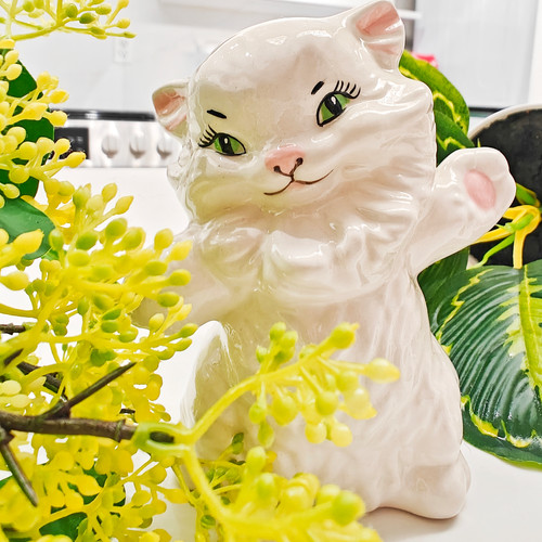 Vintage Scioto Ceramic Kitten Statues Three Persian White Kittens