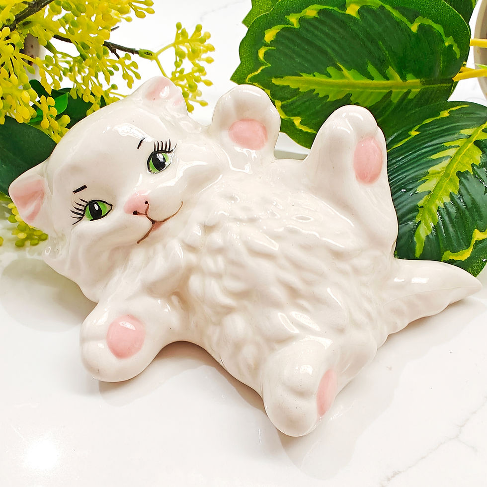 Thumbnail: Vintage Scioto Ceramic Kitten Statues Three Persian White Kittens Playing Hand P