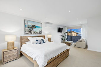 Ocean view master bedroom at Dare to Dream luxury holiday home in Ocean Grove, VIC