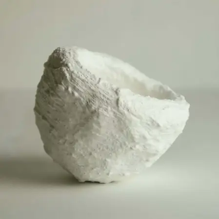 Hand-built white vessel by UK artist Steve Roberts, highlighting subtle imperfections and expressive texture in the Presence body of work.