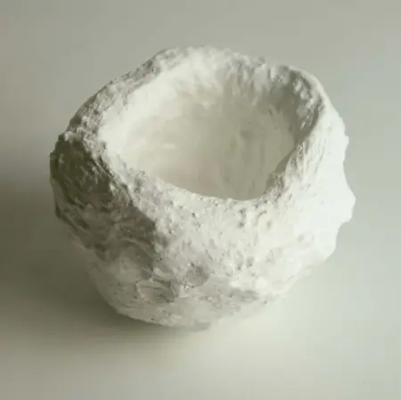 Contemporary ceramic-inspired vessel form by Steve Roberts, with raw white surface, created for UK art collectors seeking tactile sculptural pieces.