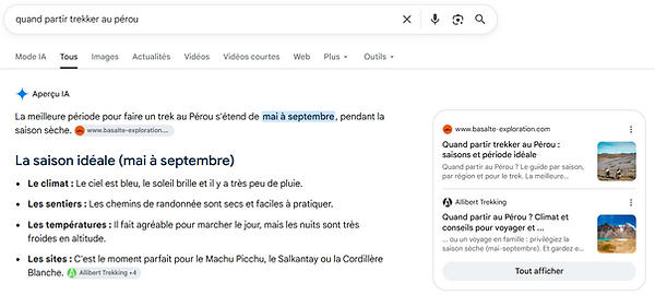SERP aperçu IA quand partir au Pérou.PNG