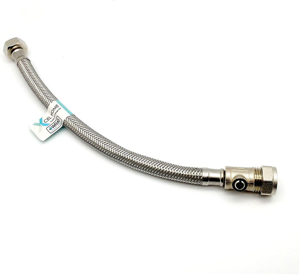 WRAS Flexi Pipe 15mm Isolation Valve x 1/2 BSP - 300mm - ID 9.8mm