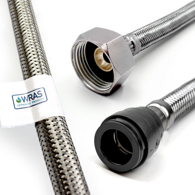 WRAS Flexi Pipe 15mm Pushfit x 3/4 inch BSP - 300mm (1 Pipe)