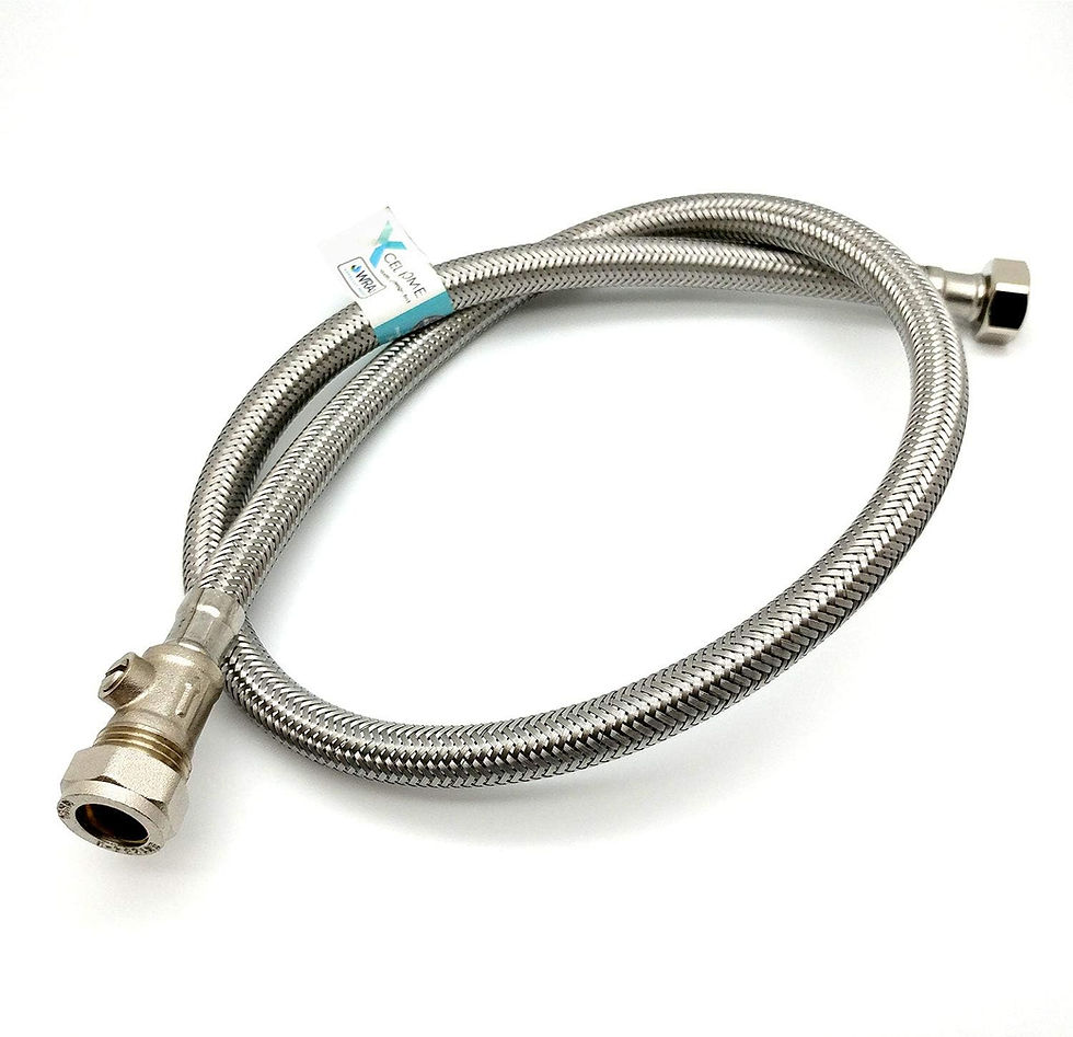 WRAS Flexi Pipe 15mm Isolation Valve x 1/2 BSP - 900mm - ID 9.8mm