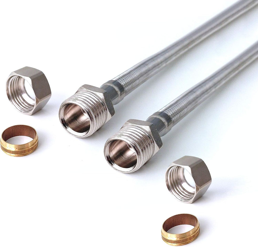 Flexi Pipe 15mm Comp x 15mm Comp - 300mm - Inner DIA 9.8mm (Pair)